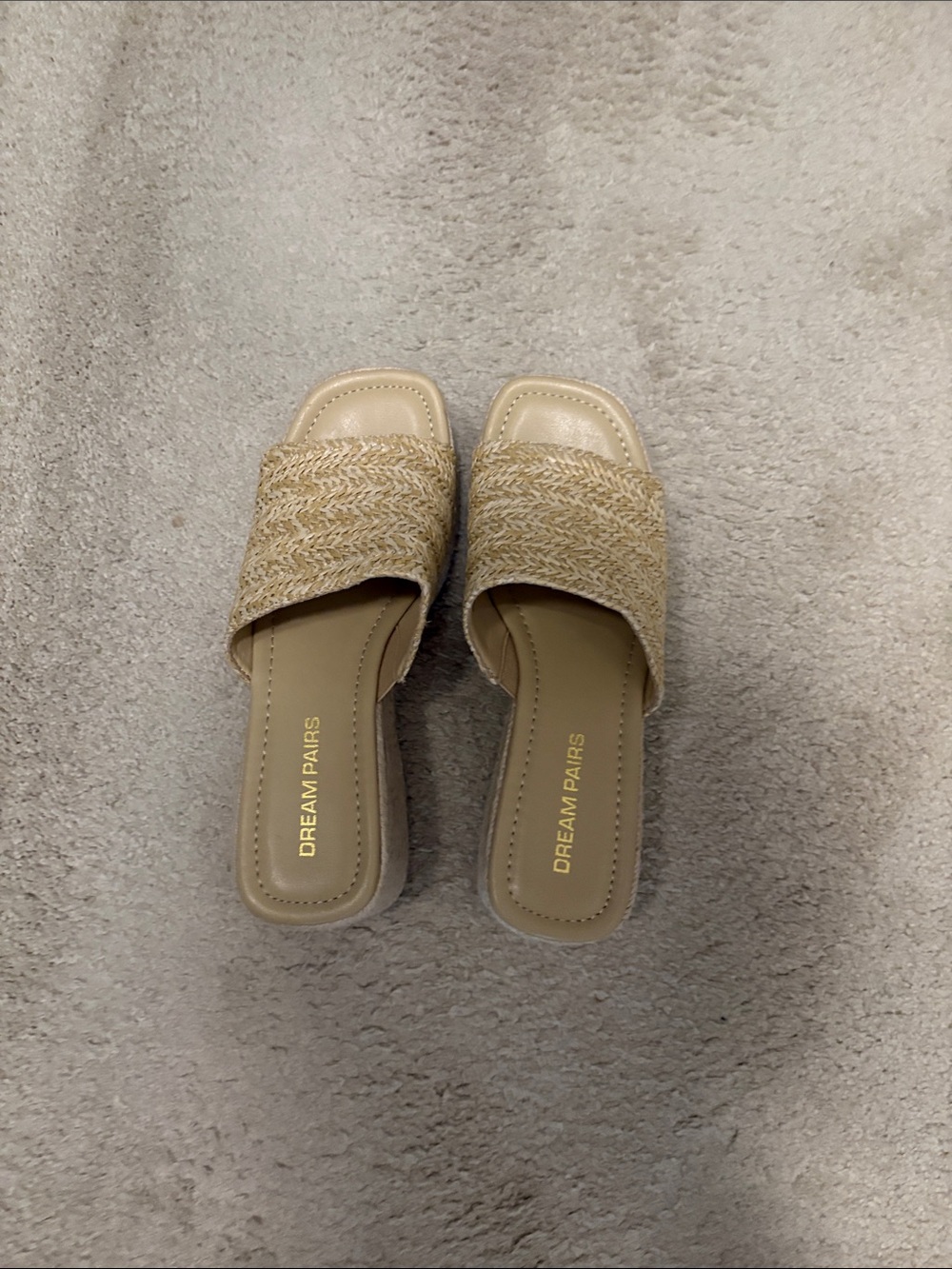 Dream Pairs Braided Neutral Slide Sandals in Beige